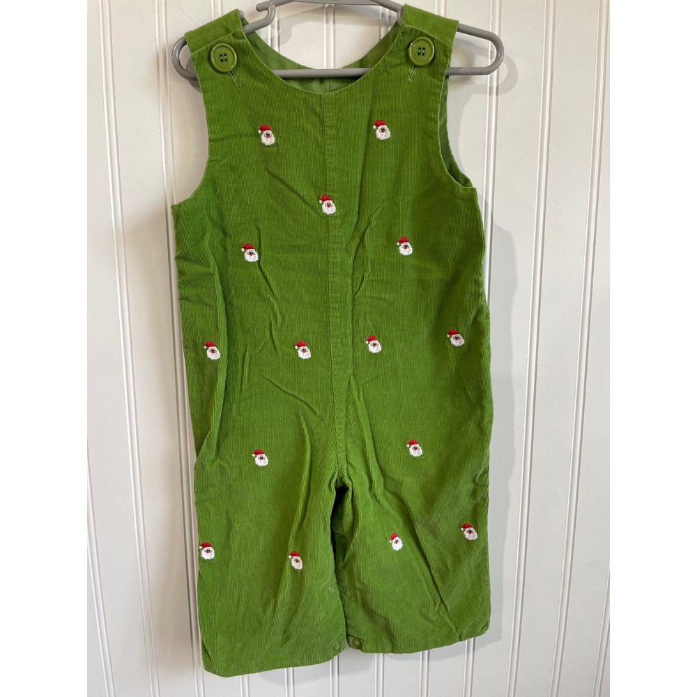Zuccini Kids 18M Green Corduroy Santa Claus Embroidered Jon Jon Romper Holiday